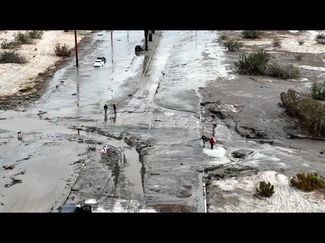 Drone View of Hilary's destruction in Cathedral City, California