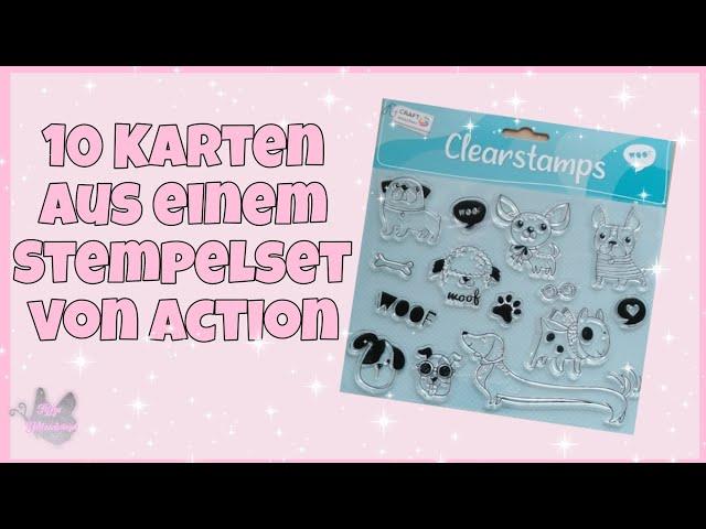  10 Karten aus einem Action Stempelset 