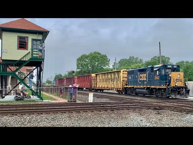 Trains Pounding 8 RR Diamonds, Train Knocks Down The Signal, Railroad Switching & Blue Caboose, Pt 2