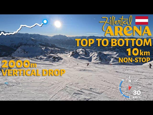 Skiing Top to Bottom in Zillertal Arena, Austria - Zell am Ziller Valley Run - 4K with GoPro Hero 11