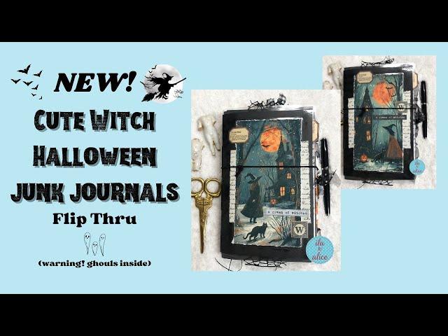 Cute Witch & Black Cat Halloween Junk Journal Flip Through #halloweenjournal #junkjournaling