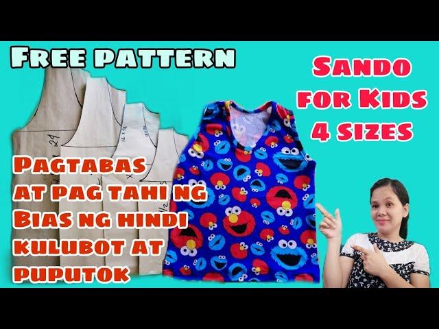 DIY SANDO for KIDS/MAG LAGAY NG BIAS KAHIT WALANG BIAS BINDER/FREE PATTERN STEP BY STEP TUTORIAL