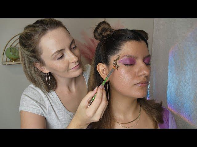 ASMR Perfectionist Festival Twin Space Buns With Glitter Makeup Application - Delicate Final Touches