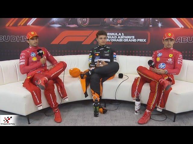 Post Race Press Conference 2024 Abu Dhabi GP  Lando Norris, Charles Leclerc, Carlos Sainz