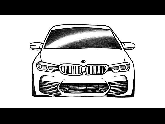 How To Draw Bmw Car Step By Step - How to draw BMW M5 F90 - Sport Car drawing - Bmw M5 Araba Çizimi