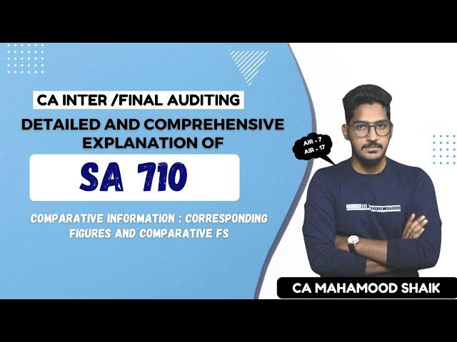 SA 710  (English) | COMPARATIVE INFORMATION | CA inter &Final | CA Mahamood