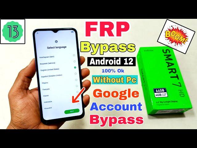 Infinix Smart 7 HD FRP Bypass Android 12 | Infinix (X6516) Google Account Bypass Without Pc |