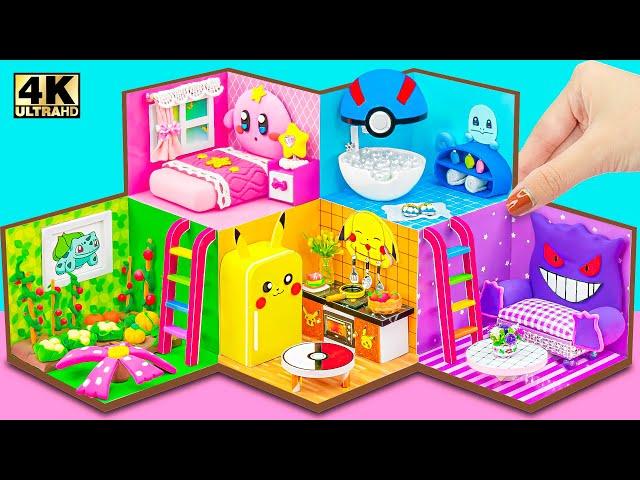 Make 5 Color House with Pikachu Kitchen, Pokeball Pokémon, Star Kirby Bedroom ️ DIY Miniature House