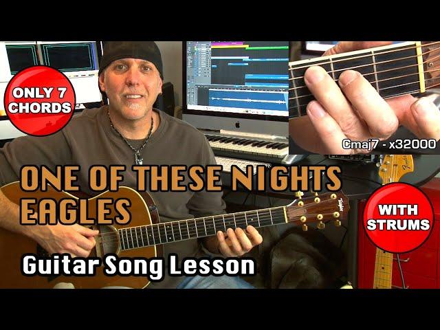 Eagles One Of These Nights acoustic guitar song lesson with strums