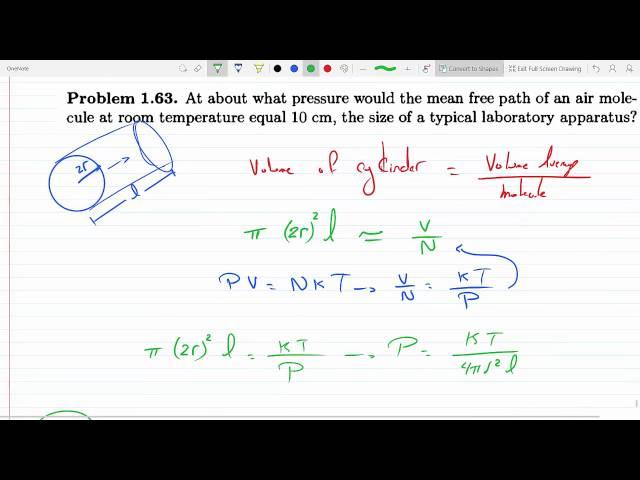 at about what pressure would the mean free path of air molecule be 10 cm P 1-63