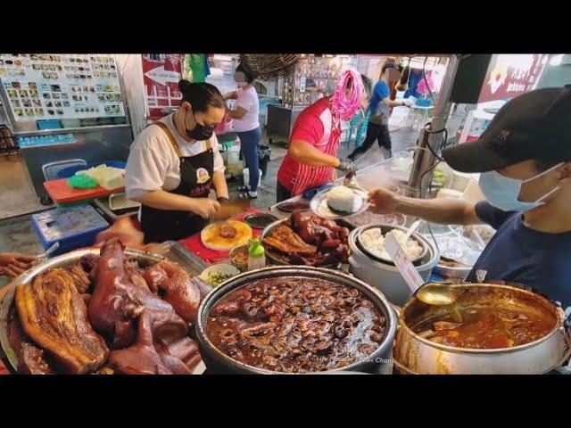 槟城汕头街米其林推荐街头美食猪肚鸡脚卤味饭炸鸡RM30晚餐吃到爽 Penang Kimberley Street Food Braised Pork Rice Fried Chicken Dinner