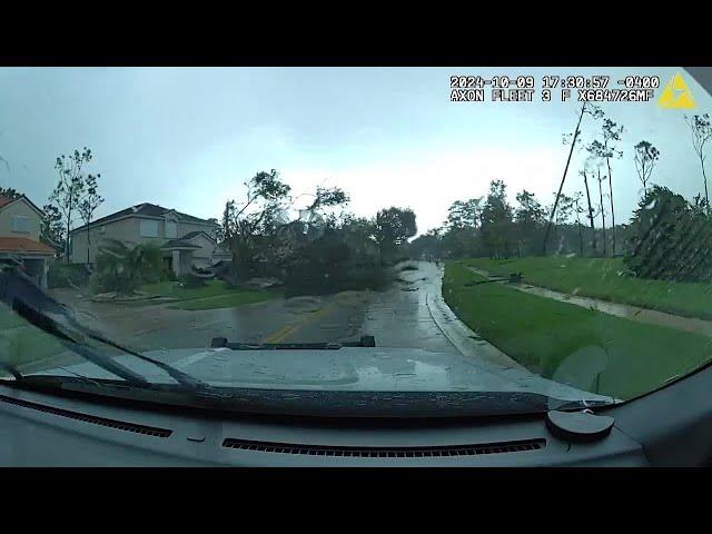 Dash camera video from Palm Beach County Sheriff's Office shows damage after tornado hit Wellington