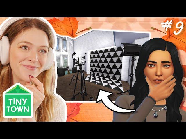 building a PHOTOGRAPHY office in the sims 4 | Tiny Town Black & White #9