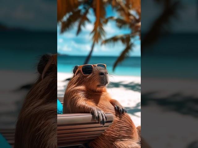 Chillin’ like a capybara!  Discover the ultimate beach vibes.#BeachLife #CapybaraVibes