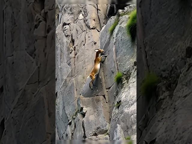 Climbing Master! This Goat’s Skills Will Leave You Speechless! ️ #wildlife #goat #animals #nature