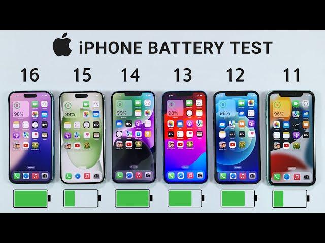 iPhone 16 vs 15 vs 14 vs 13 vs 12 vs 11 Battery Test | iOS 18 BATTERY TEST