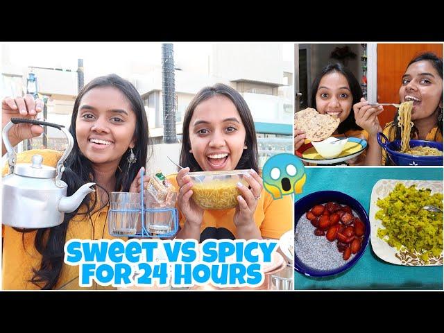 We only ate SWEET vs SPICY food for 24 HOURS|gopsvlog