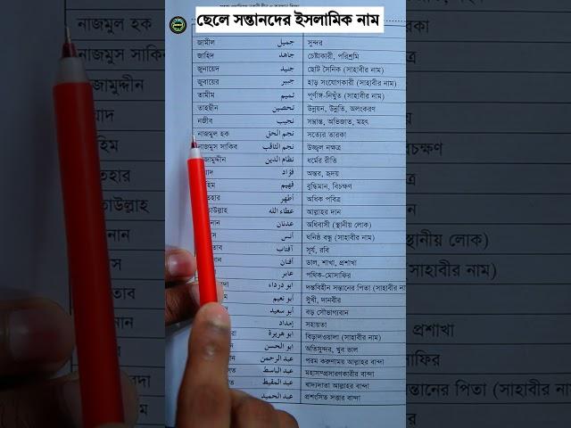 সুন্দর সুন্দর ছেলে সন্তানদের ইসলামিক নাম | ছেলেদের ইসলামিক নাম | #shorts