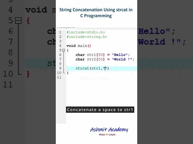 String Manipulation in C: Concatenate Strings with strcat #cprogramming #strings #coding #prog