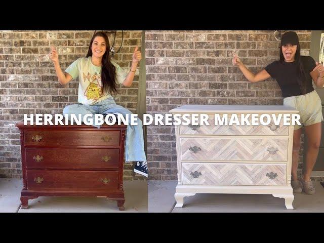 DIY Herringbone Dresser Makeover!