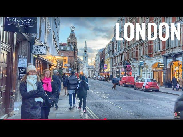 London Walk | Walking The Bustling Streets of Central London | 4K HDR London City Walk in Winter