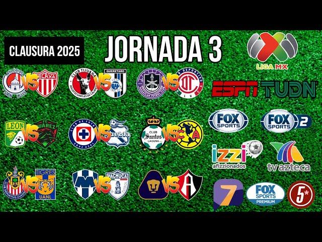 FECHAS, HORARIOS Y CANALES PARA LA JORNADA 3 DE LA LIGA MX CLAUSURA 2025