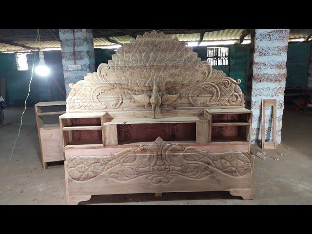 | How to fixed wood peacock in head box bed | SM wood design |wood carving hand working |