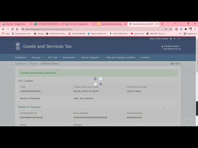 GST Challan  Over The Counter Details  , How to Creat GST Challan                         #Challan