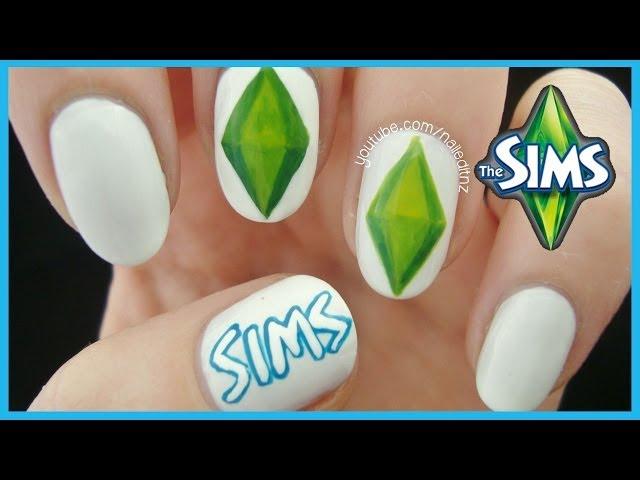 "The Sims" Nail Art | Plumbob + Logo