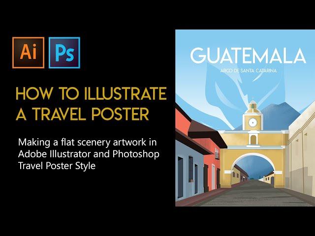 Learn How to illustrate a vintage  travel poster Part1