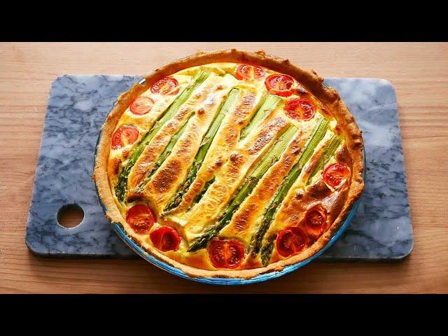 Green asparagus tart, the simplest (turn on subtitles) / Delicious food