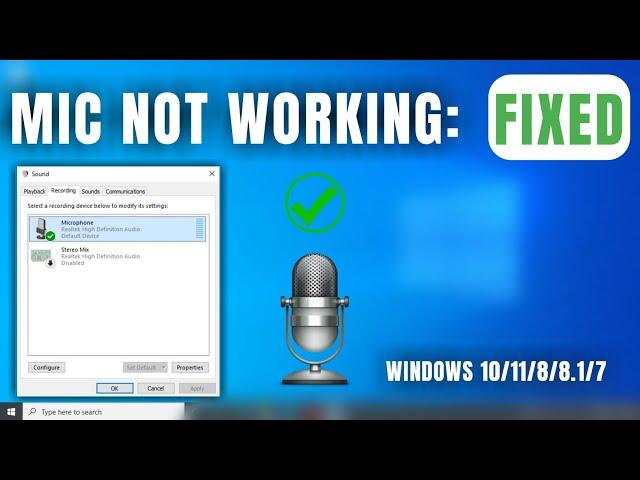 Microphone not working on Windows 10/11/8/8.1/7 - Fixed | Microphone not working Windows 10 in Hindi