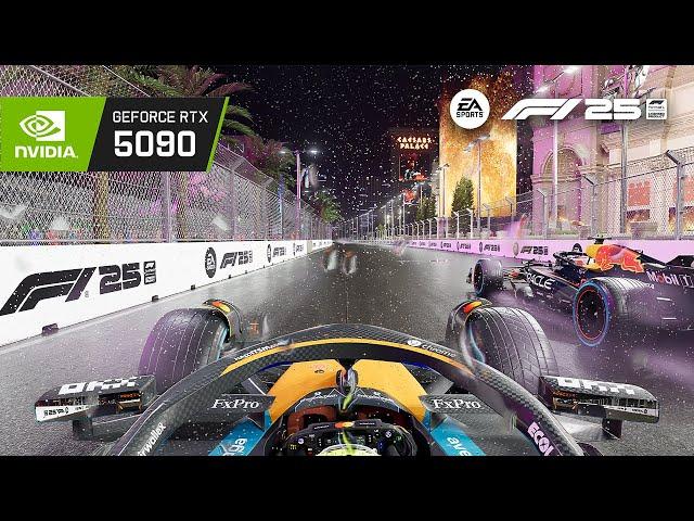 F1 25 - Heavy Rain Gameplay in Las Vegas Night (4K Ultra Graphics) PC