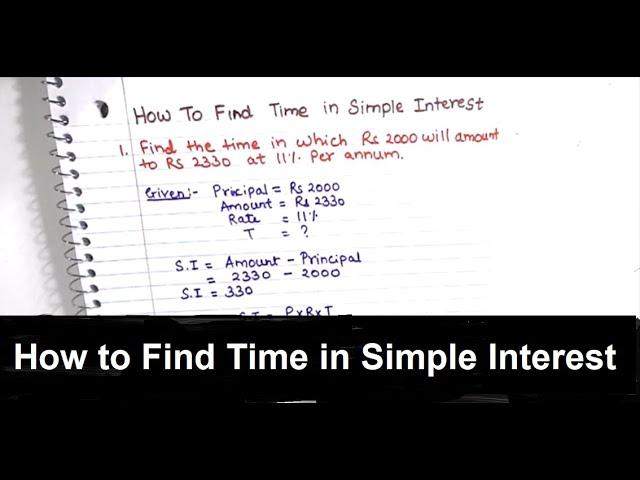 How to Find Time of Interest in Simple Interest / Finding Time period in Simple Interest