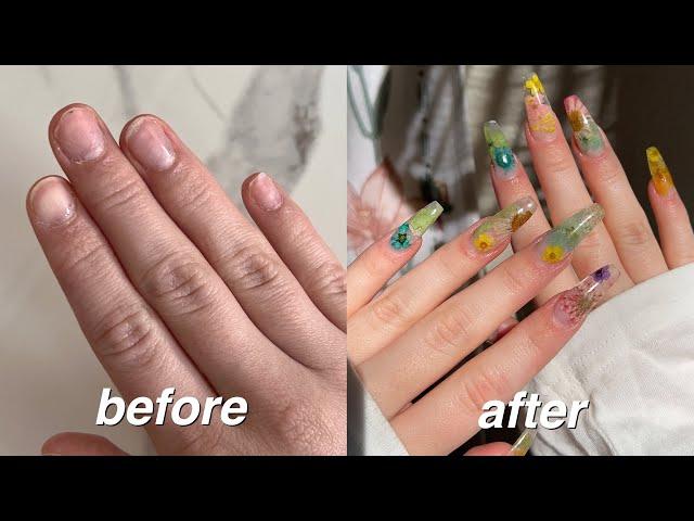 how to create encapsulated flower nails