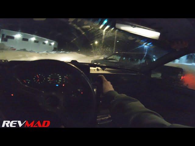 Volvo 740 Red block winter drift crash and smash, closed road (pure sound) carpov