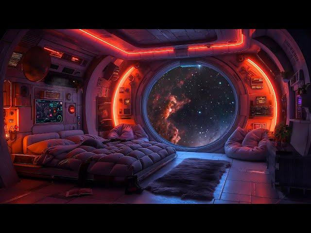 Day-Glo Space Ship Bedroom with White Noise | Living in Calm Space | Smooth Deep Space Sounds