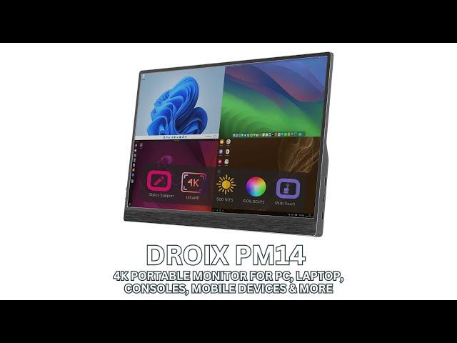 DroiX PM14 portable monitor review - 14 inch 4K, 60Hz, HDR400 with HDMI & USB-C input