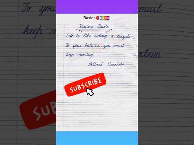 Cursive Handwriting Practice | Positive Quote | How to write cursive handwriting | Basics4Kids