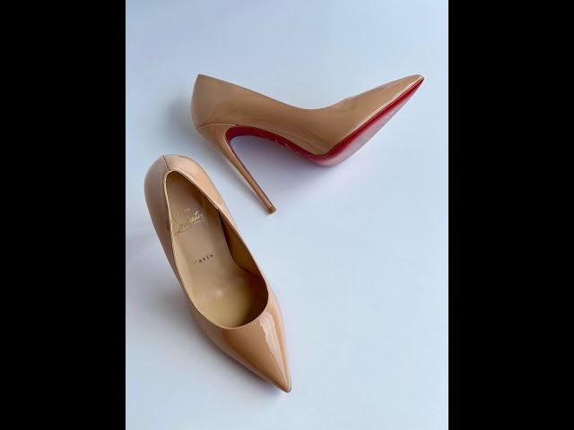 Женские  бежевые туфли -  лодочки Louboutin So Kate лабутены 12 см классические вечерние