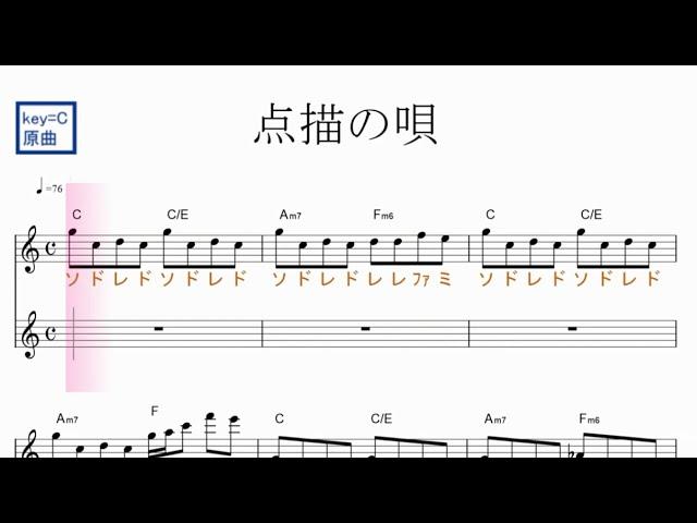 点描の唄（ Mrs.green Apple feat.井上苑子)原曲key=C／ドレミで歌う楽譜【コード付き】【ハモリ練習】