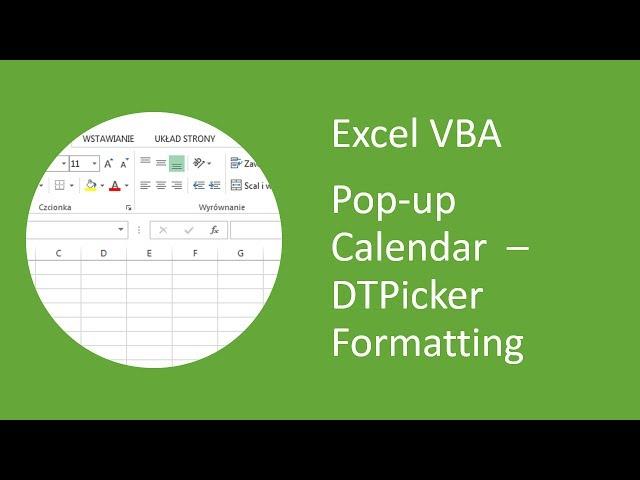 Excel Pop-up Calendar #8 DateTime Picker Control Formatting (VBA)