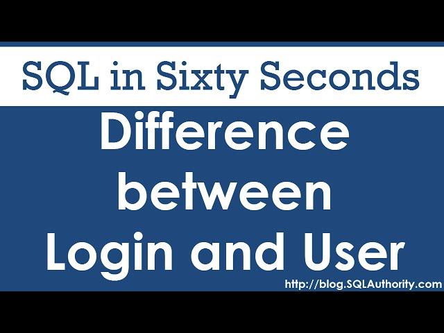 Difference Between Login and User - SQL in Sixty Seconds #070