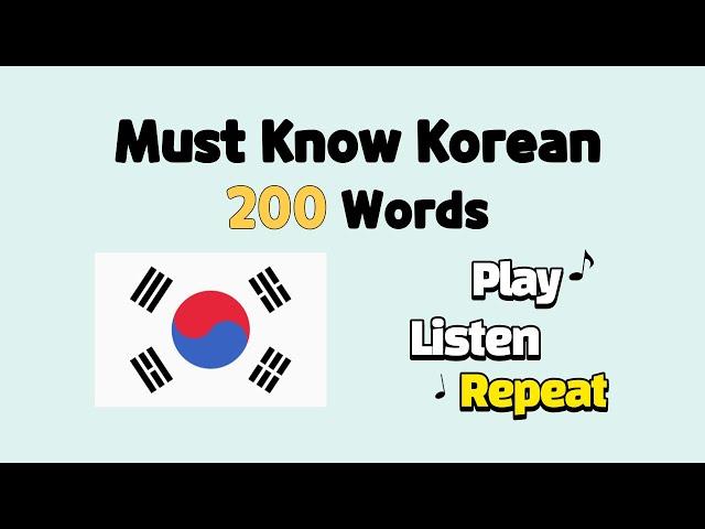 200 most basic Korean words for beginners. Learn Korean in 20 minutes.