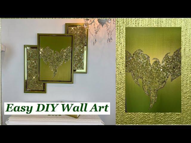 DIY Gold & Green Blinged Out Wall Art 