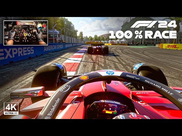 Carlos Sainz's Ferrari SF24 - F1 24 Mexico GP 100% Race | Steering Wheel Gameplay