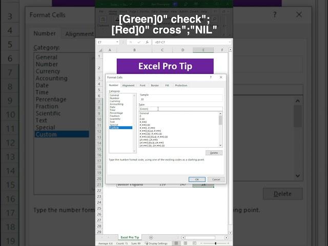 Excel Tutorial: How to Create a Custom Format to Show Up or Down Arrows for Numbers