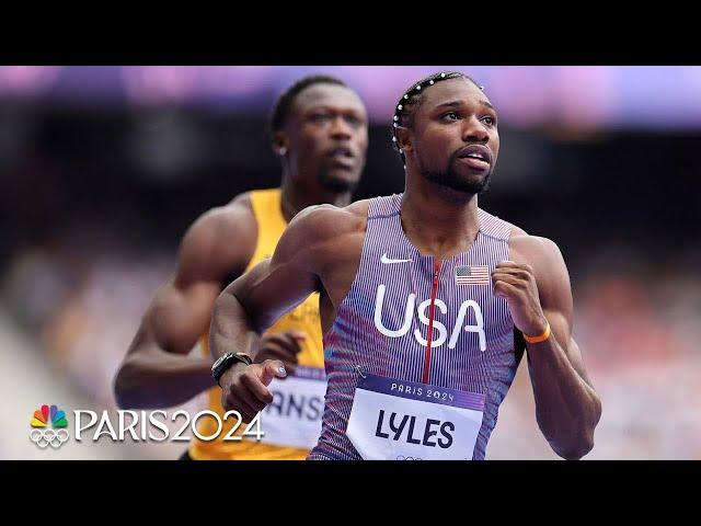 Noah Lyles makes Paris Olympics debut with a swift second-place effort in 100m heat | NBC Sports