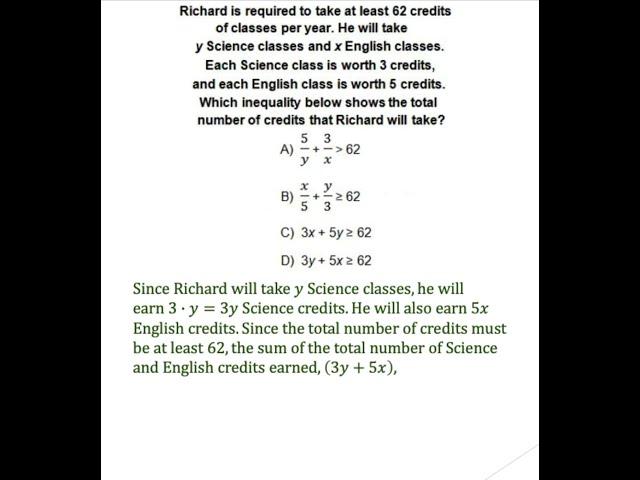 SAT Math INEQUALITY word problem #shorts