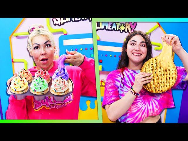 BAKING WITH SLIME CHALLENGE! Best slime baker wins! Slimeatory #693